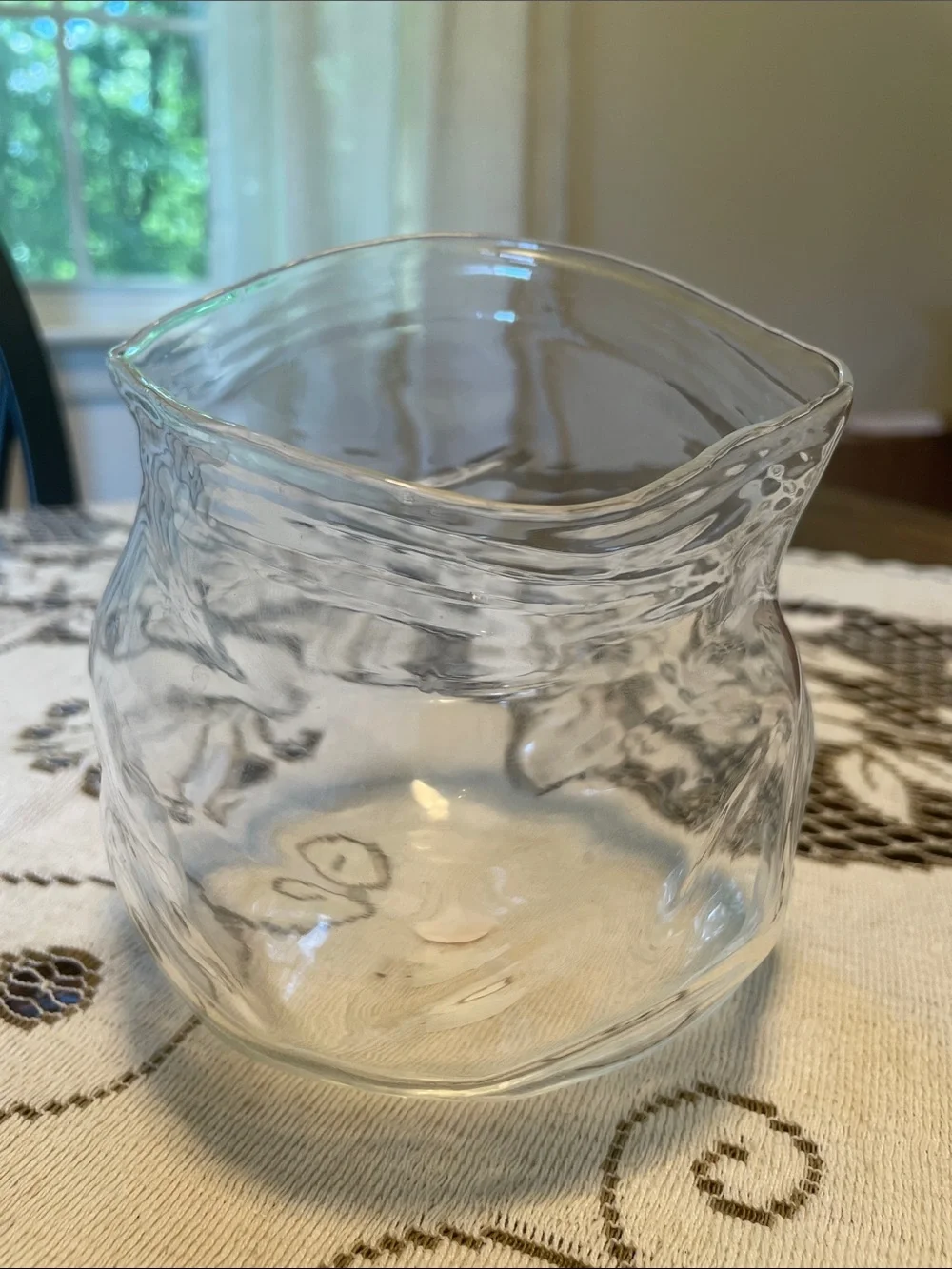 Genuine Fred Clear Glass Unzip Ripple-Textured Hand Blown Bud Bowl or Vase